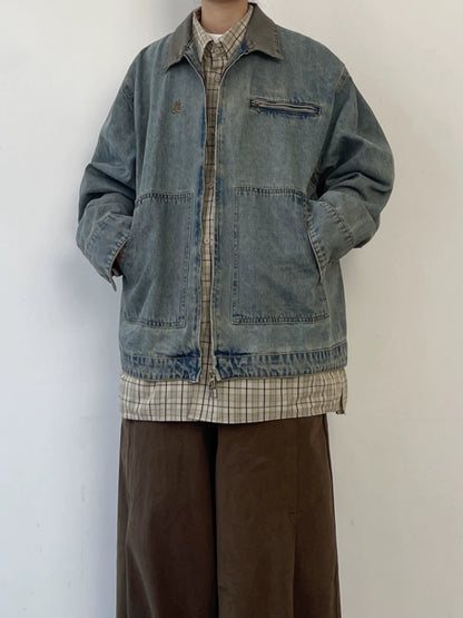 Washed Denim Work Pocket Denim Jacket N0640