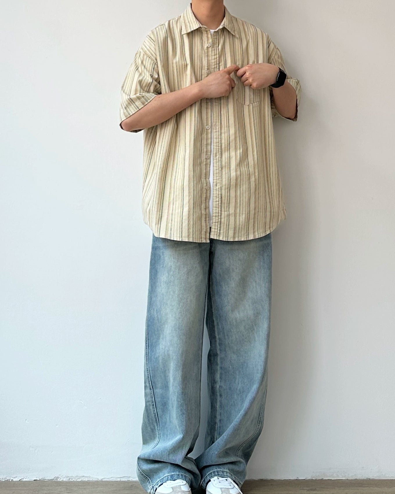 Pinstripe Retro Color Shirt N0814