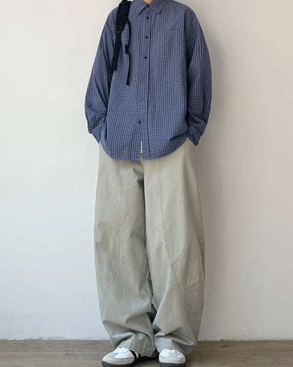 Classic Check Button Down Long Shirt N0913