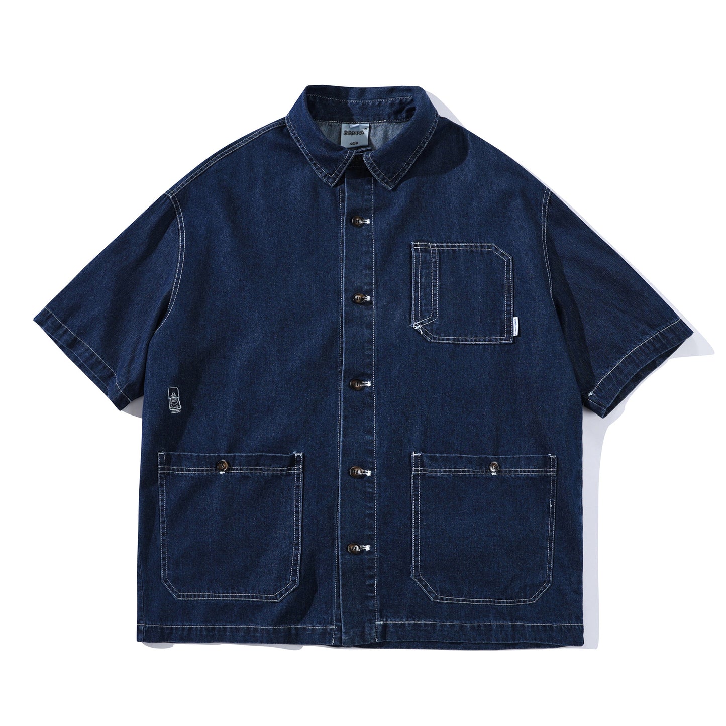 Denim Contrast Stitch Short Sleeve Shirt N1095
