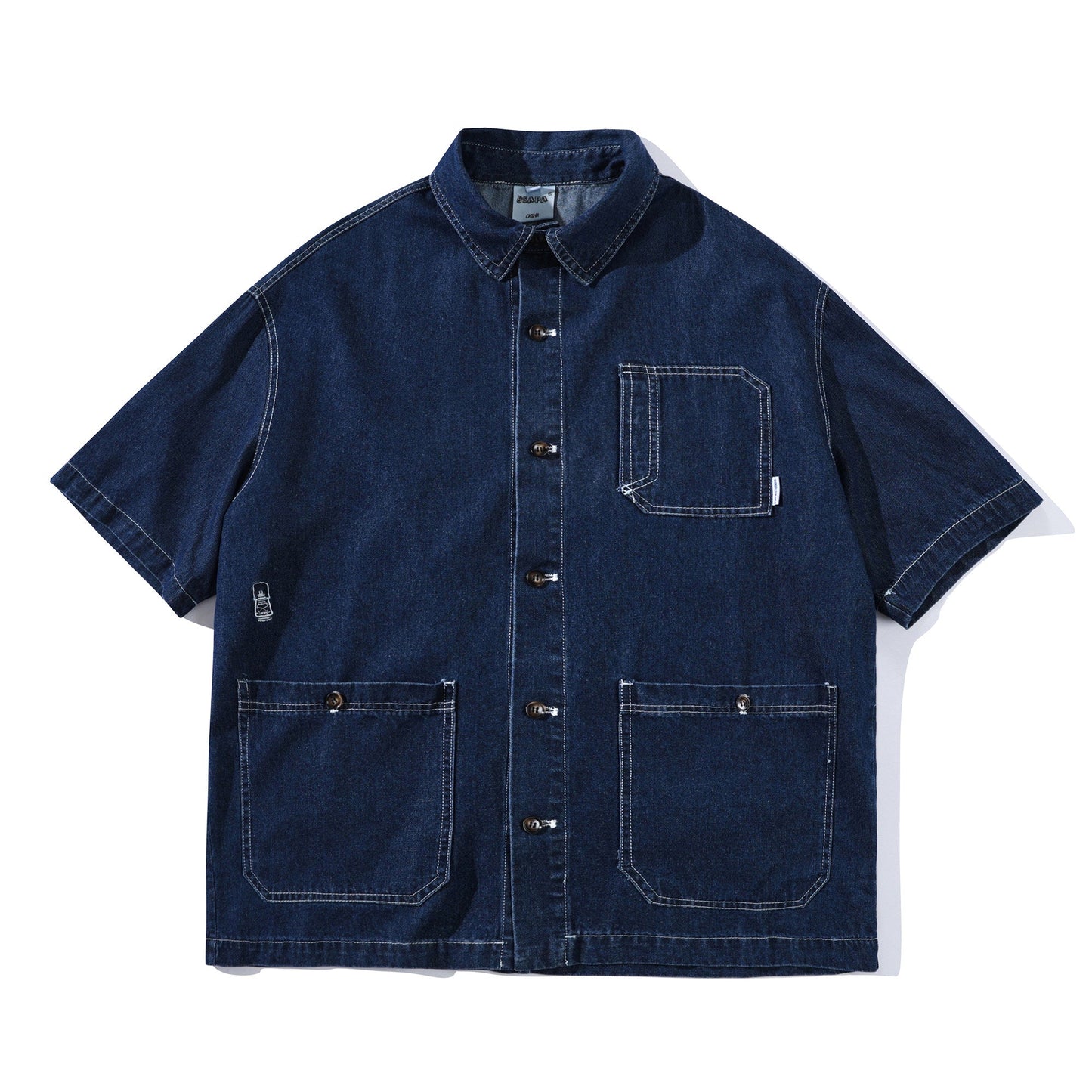 【OUTLET/即納】Denim Contrast Stitch Short Sleeve Shirt N1095