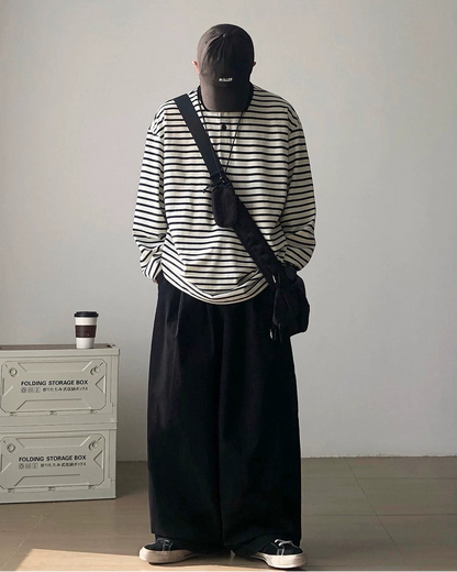 Border Loose Long Sleeve Shirt N0939