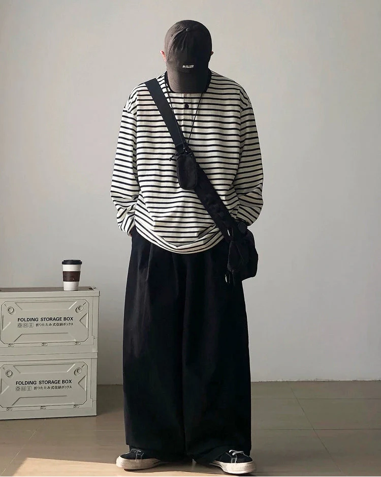 【OUTLET/即納】Border Loose Long Sleeve Shirt N0939