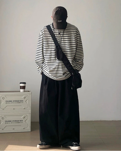 【OUTLET/即納】Border Loose Long Sleeve Shirt N0939