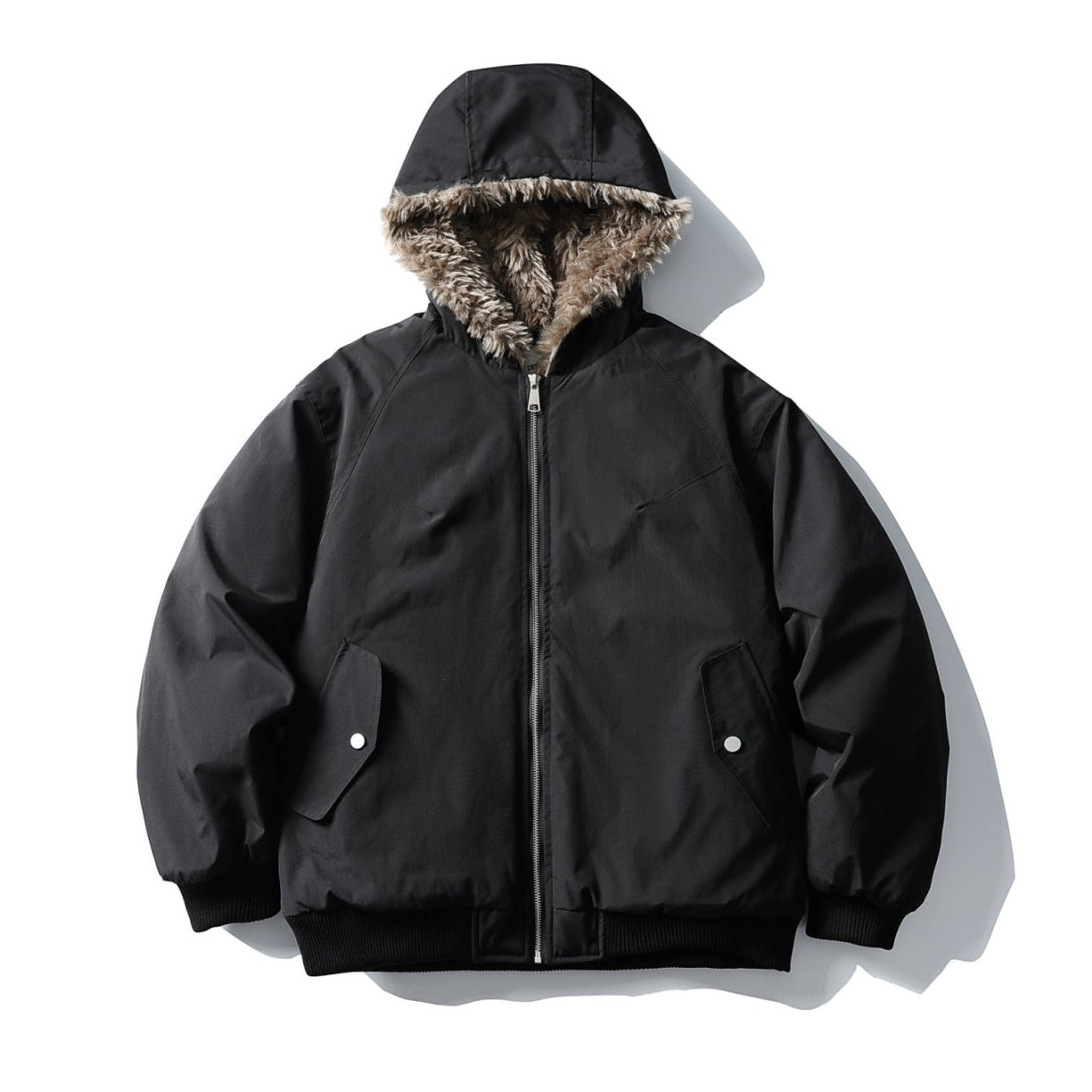 Volume Silhouette Fur Hood Jacket N0993