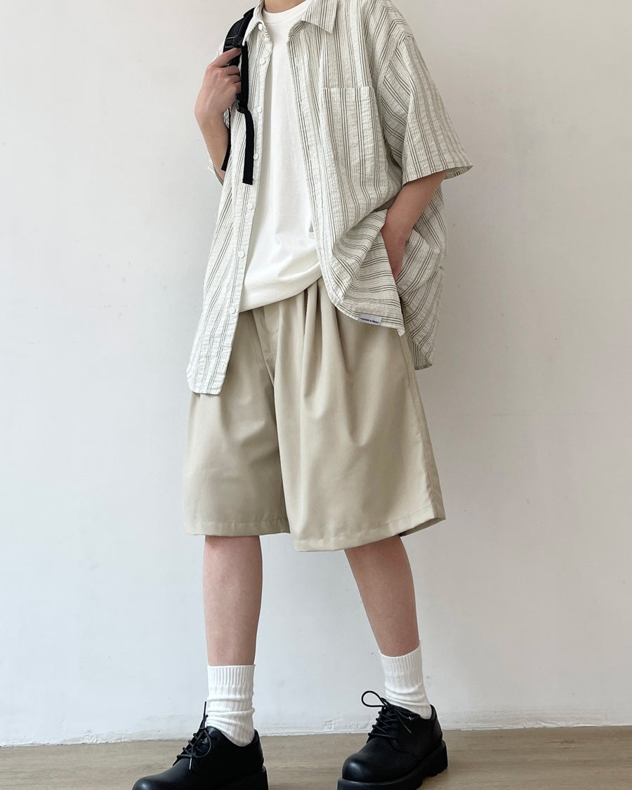 Simple Wide Silhouette Half Pants N0744