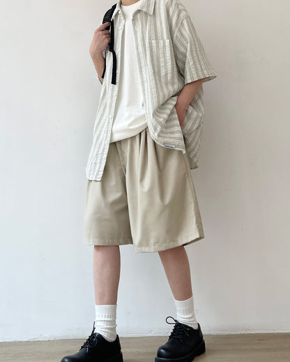 Simple Wide Silhouette Half Pants N0744