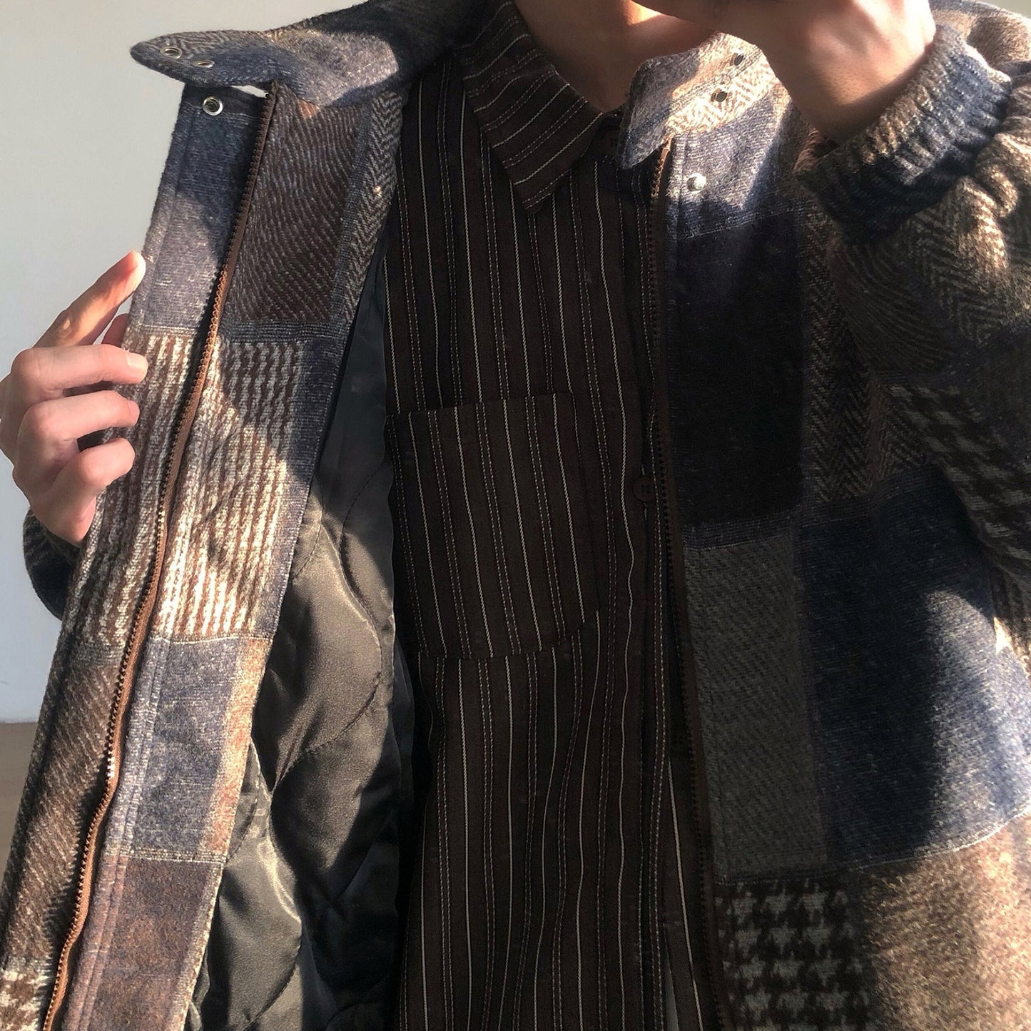 Patchwork Check Short Jacket N0996