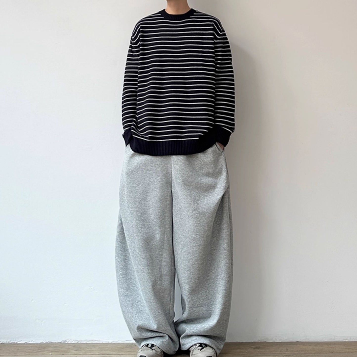 Border Line Loose Knit Sweater N0977