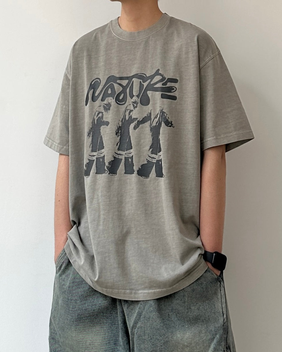 Washed Round Neck T-shirt N0798