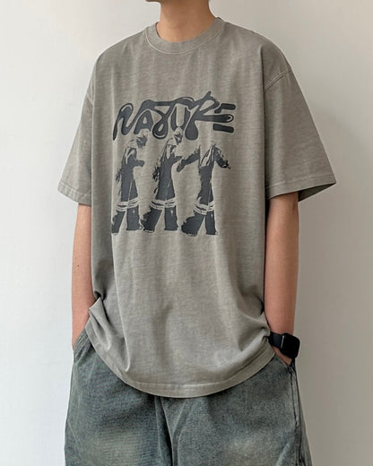 Washed Round Neck T-shirt N0798