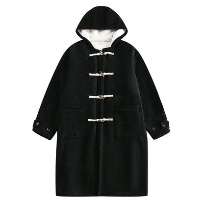 Horn Button Mid-length Hood Coat N0432