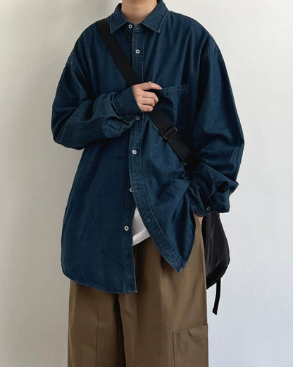 Minimal Design Denim Shirt N0689