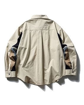 Retro Splice Long-Sleeve Casual Shirt N0630