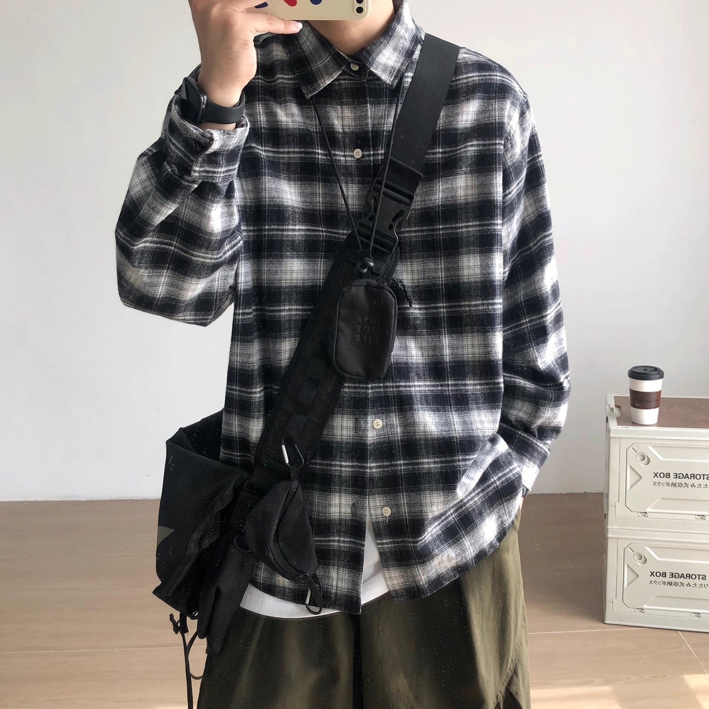 Check Casual Silhouette Long Sleeve Shirt N1000