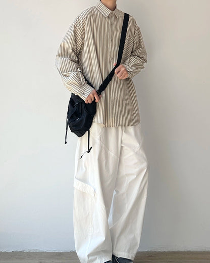 Simple Stripe Classic Long Sleeve Shirt N0879