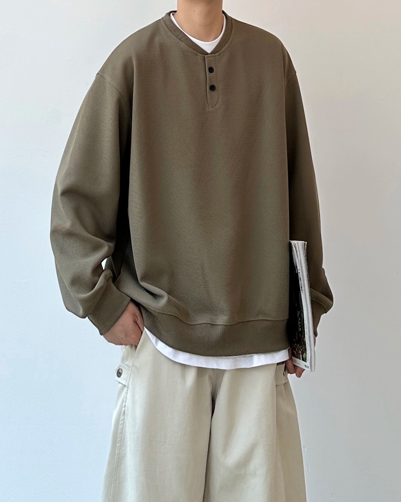 Retro Waffle Collar T-Shirt N0853