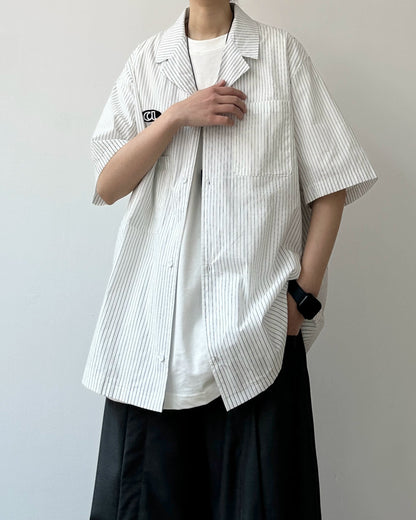 Clean Stripe Patch Shirt N0824