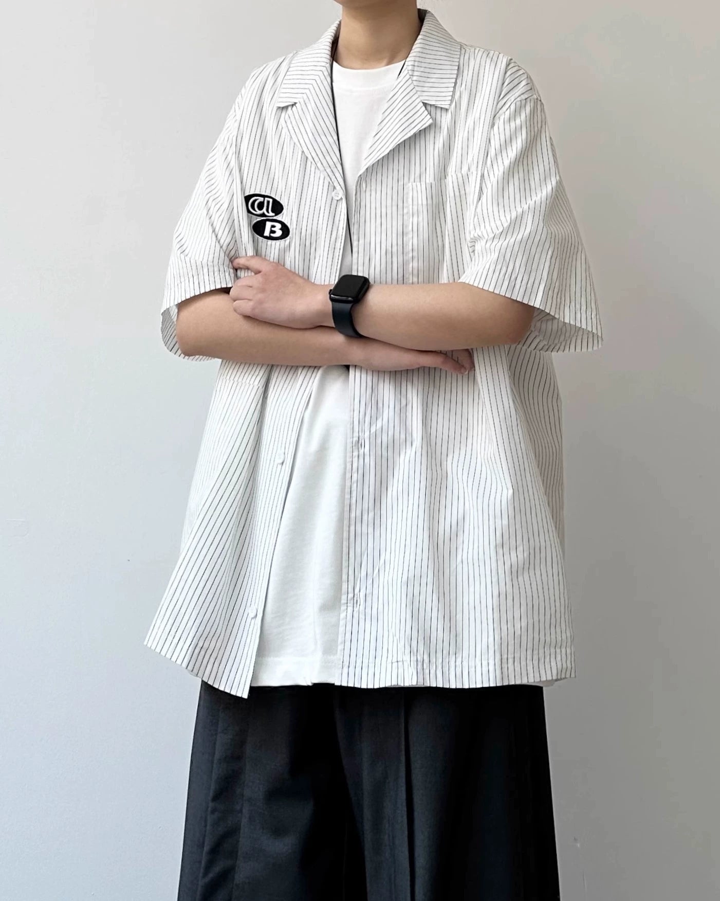 Clean Stripe Patch Shirt N0824