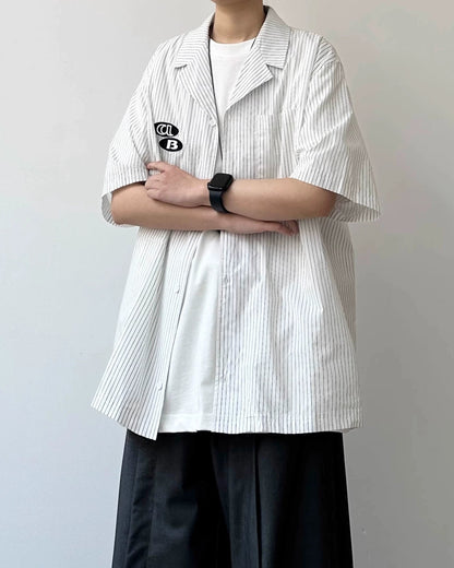 Clean Stripe Patch Shirt N0824