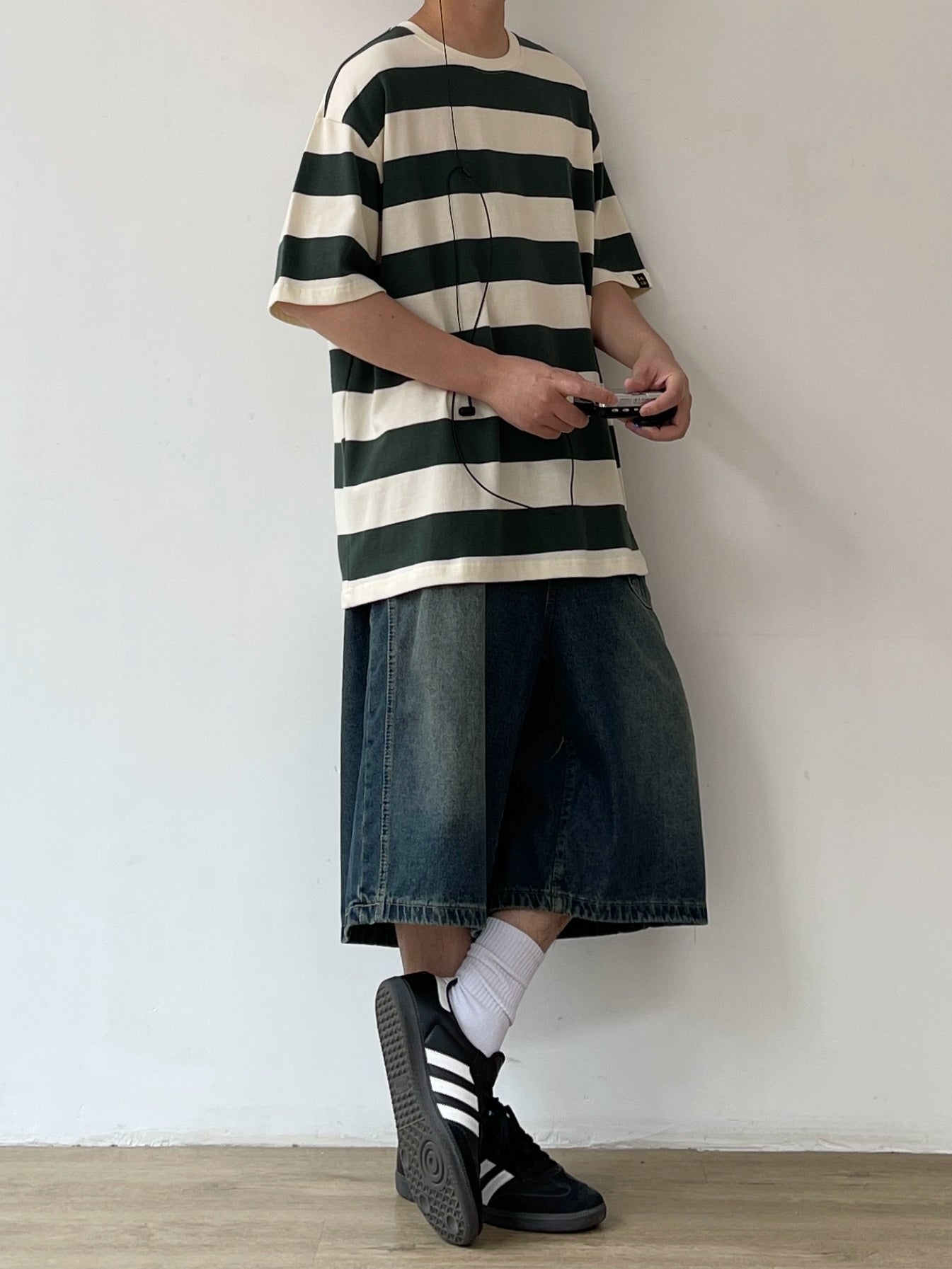 Wide Stripe Casual Short Sleeve T-Shirt N0737