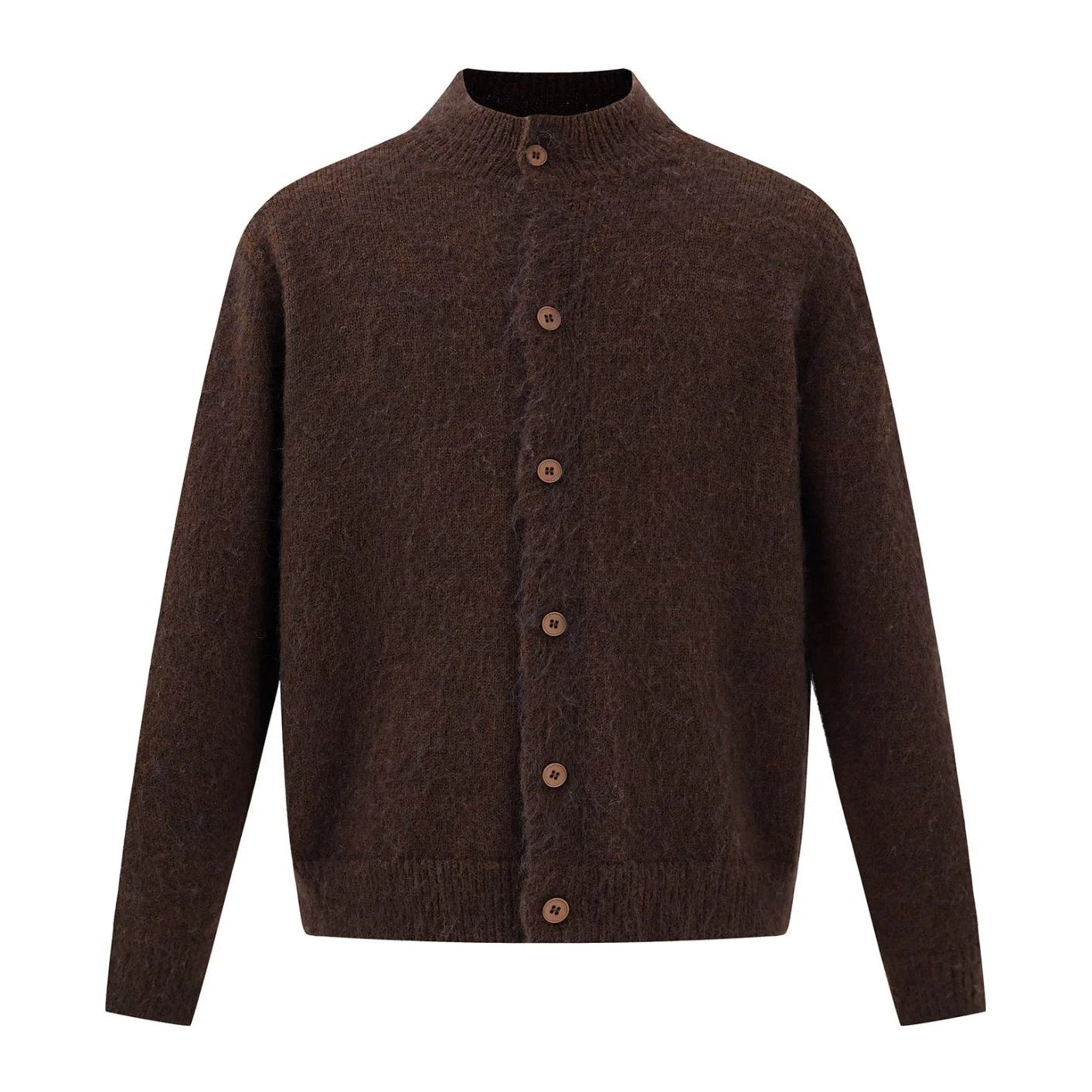 No-Collar Knit Button Cardigan N0981