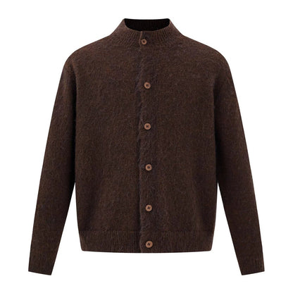 No-Collar Knit Button Cardigan N0981