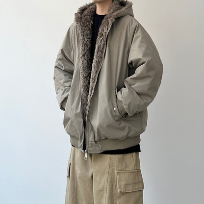 Volume Silhouette Fur Hood Jacket N0993