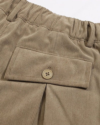 Retro Corduroy Wide-Leg Workwear Pants N0687