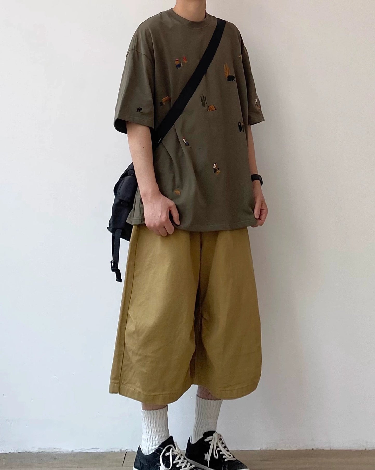 Outdoor Motif Pattern Short Sleeve T-Shirt N0797