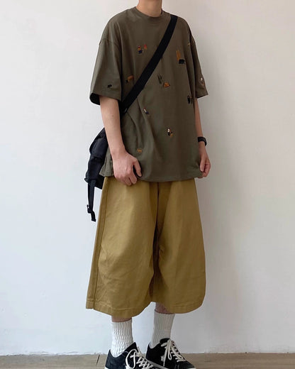 Outdoor Motif Pattern Short Sleeve T-Shirt N0797