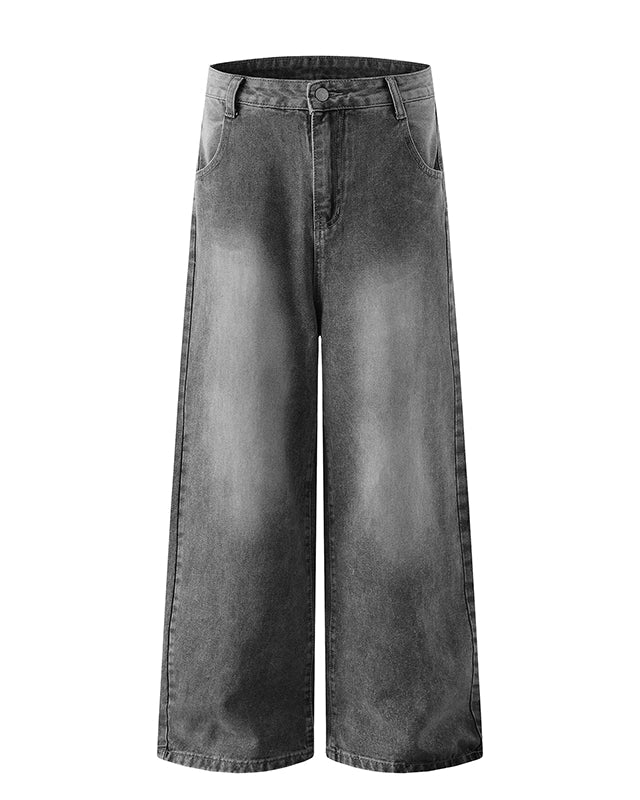 Wide Silhouette Fade Washed Jeans N0859