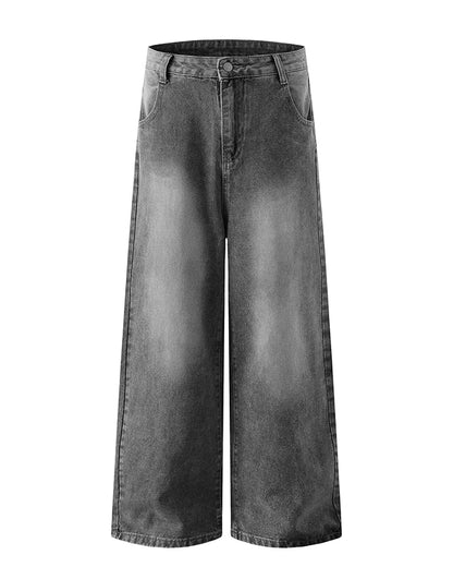 Wide Silhouette Fade Washed Jeans N0859