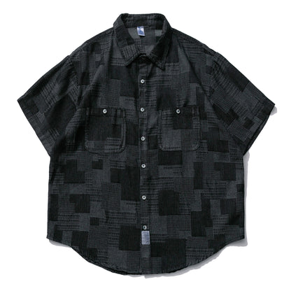 Geometric Check Short Sleeve Shirt N1096