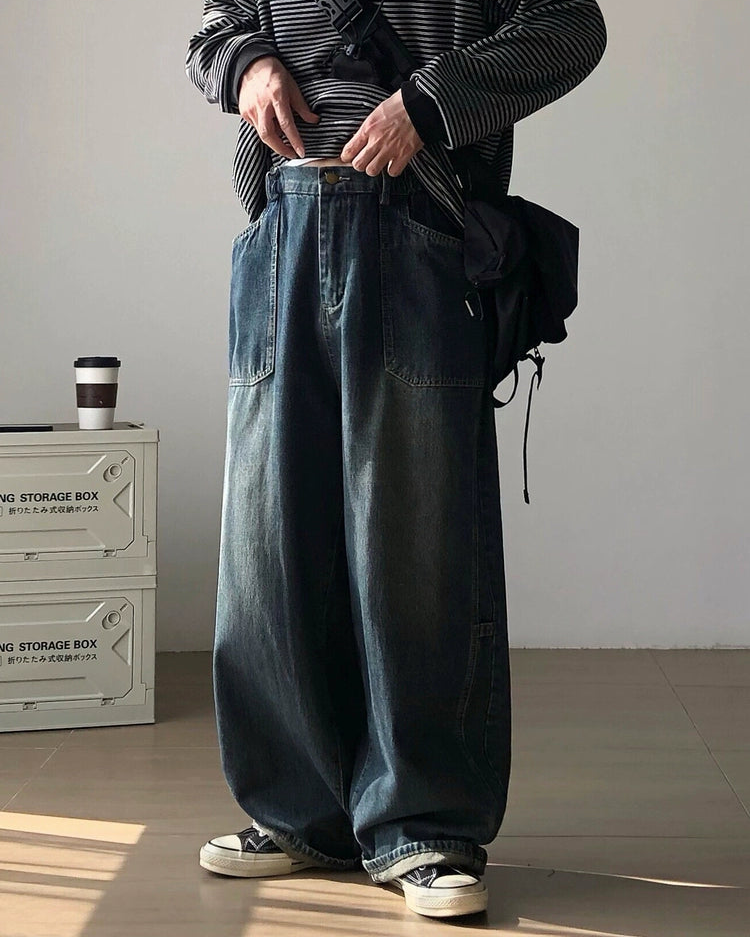 Vintage Wash Balloon Denim Pants N0941