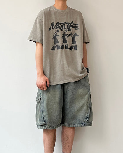 Washed Round Neck T-shirt N0798