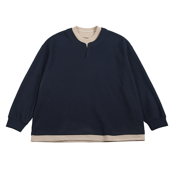 Key Neck Design Wide Silhouette Long Sleeve N1056