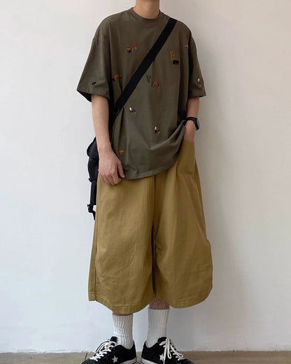 Outdoor Motif Pattern Short Sleeve T-Shirt N0797