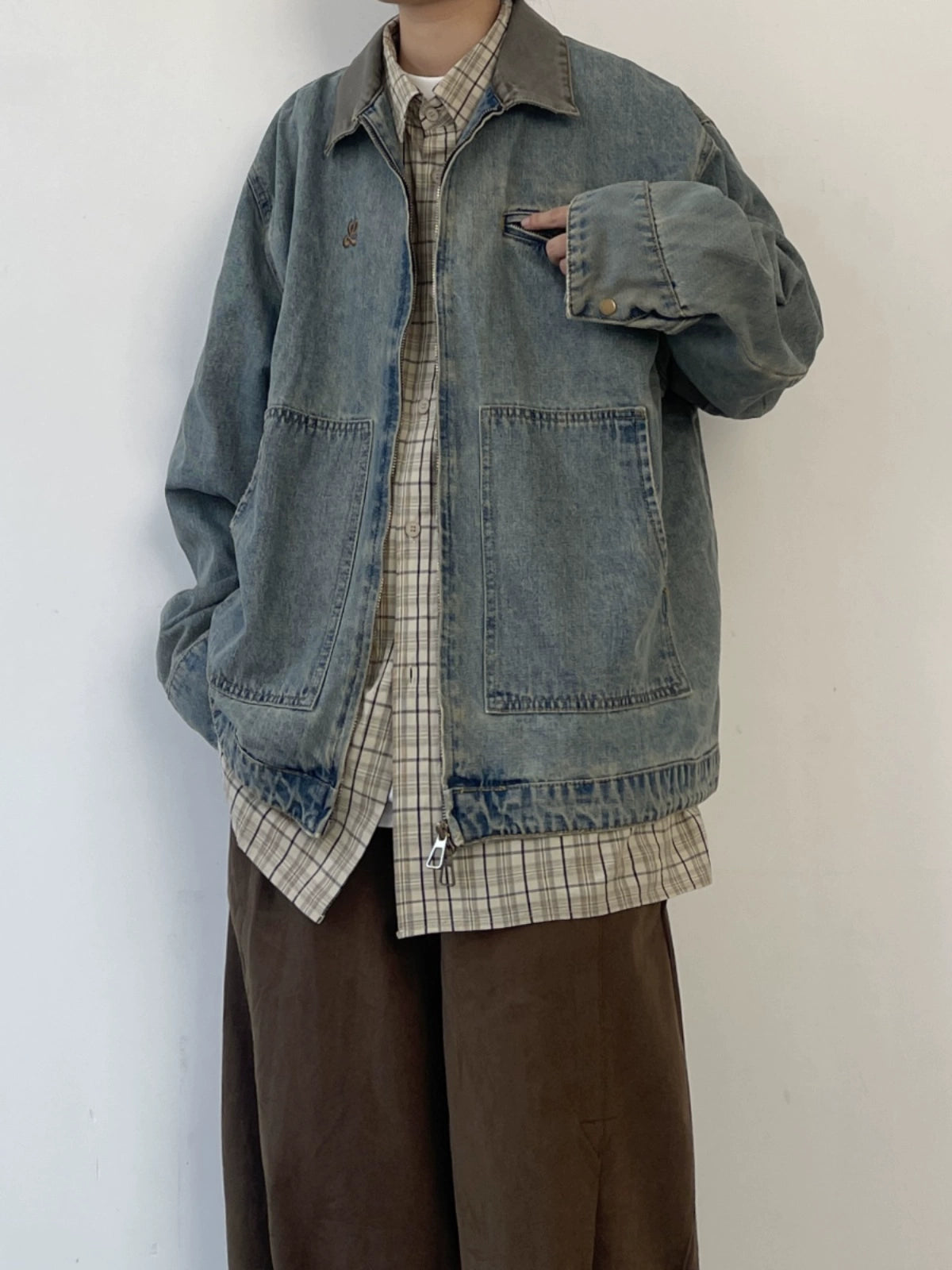 Washed Denim Work Pocket Denim Jacket N0640