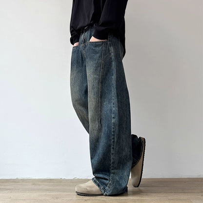 Vintage Wash Wide Denim Pants N0963