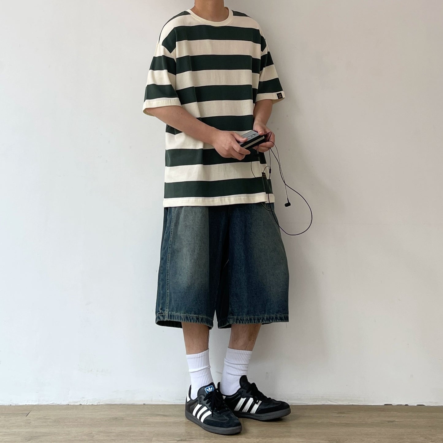 Wide Stripe Casual Short Sleeve T-Shirt N0737