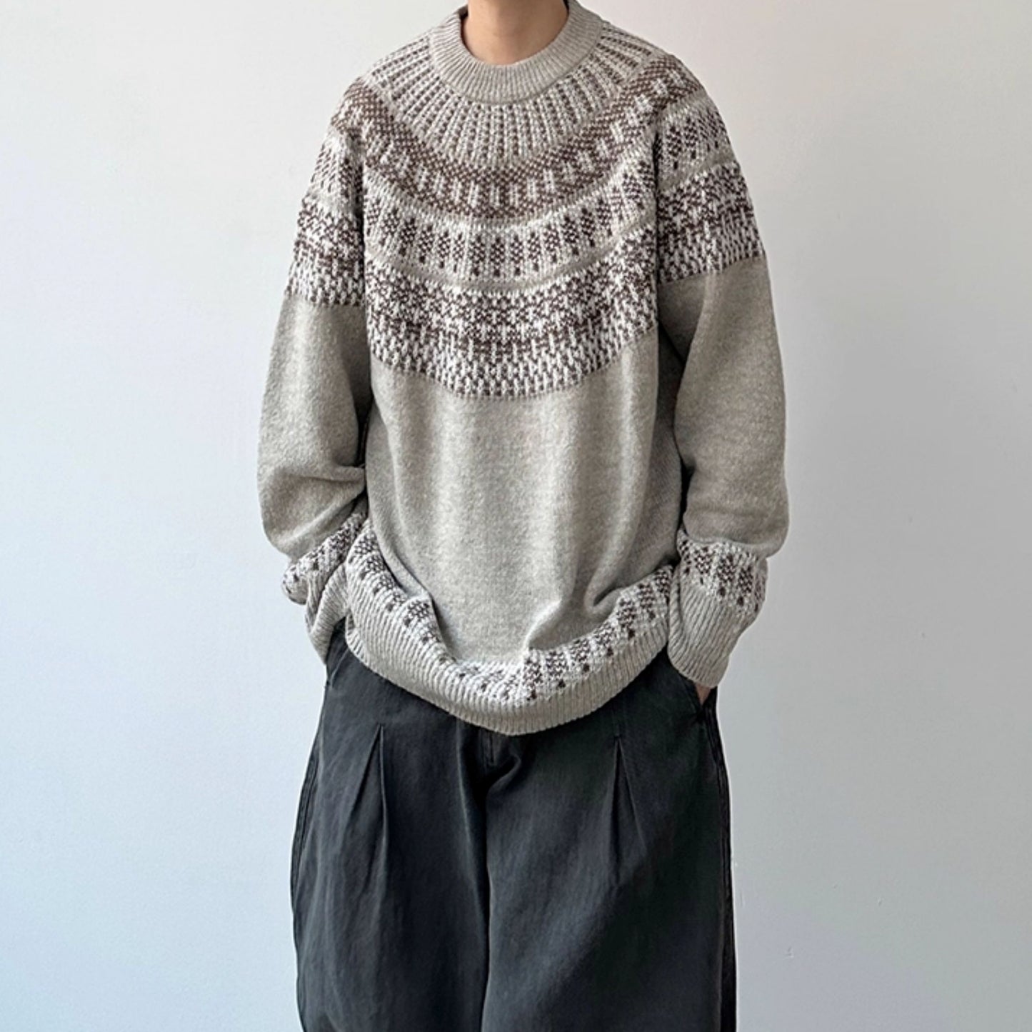 Nordic Pattern Round Sweater N1002