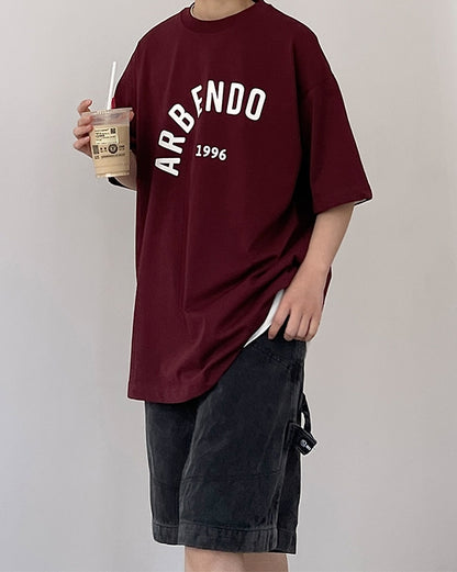 Casual Burgundy Short Sleeve Tee N0771