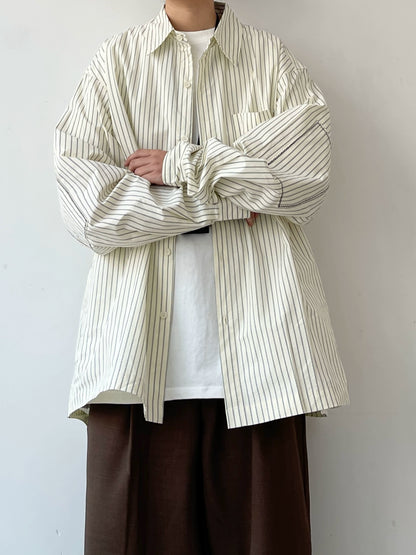 Stripe Design Oversize Long Sleeve Shirt N0639