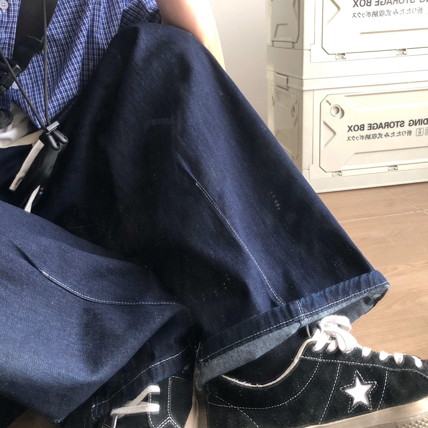 Wide Silhouette Gather Waist Denim Pants N1090