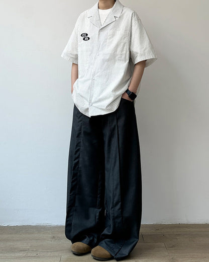 Clean Stripe Patch Shirt N0824