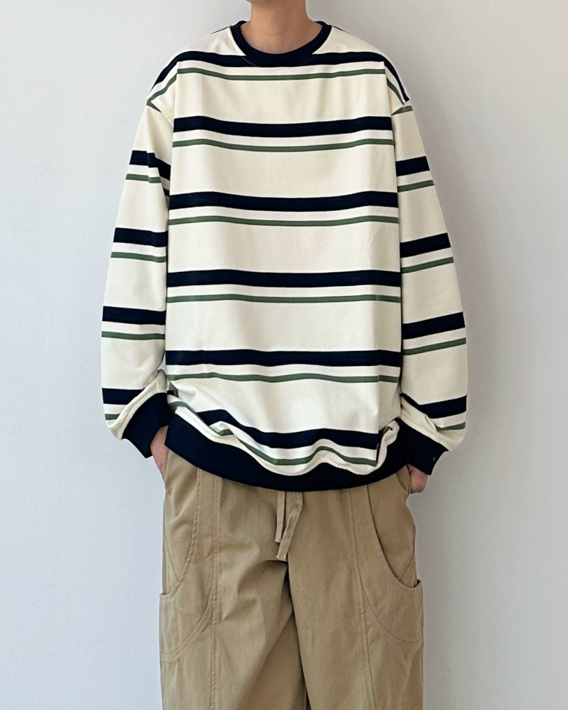 Border Line Loose Fit Long Sleeve T-shirt N0903