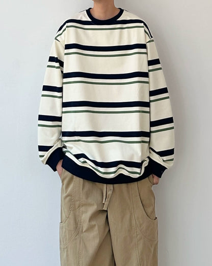 Border Line Loose Fit Long Sleeve T-shirt N0903