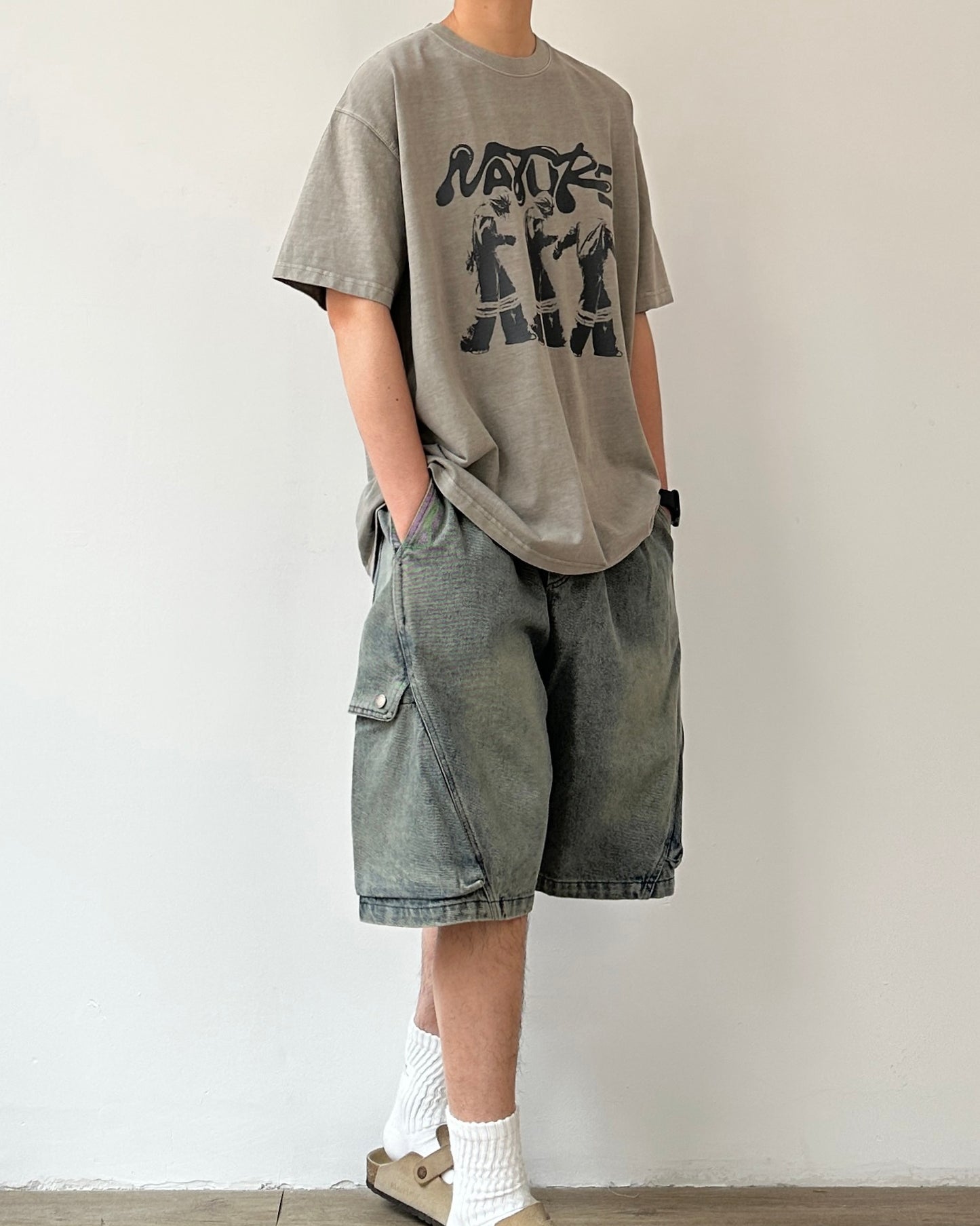 Washed Round Neck T-shirt N0798