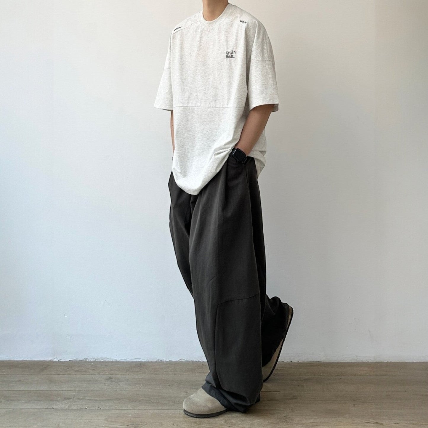 Wave Stitch Crew Neck Short Sleeve T-Shirt N1087